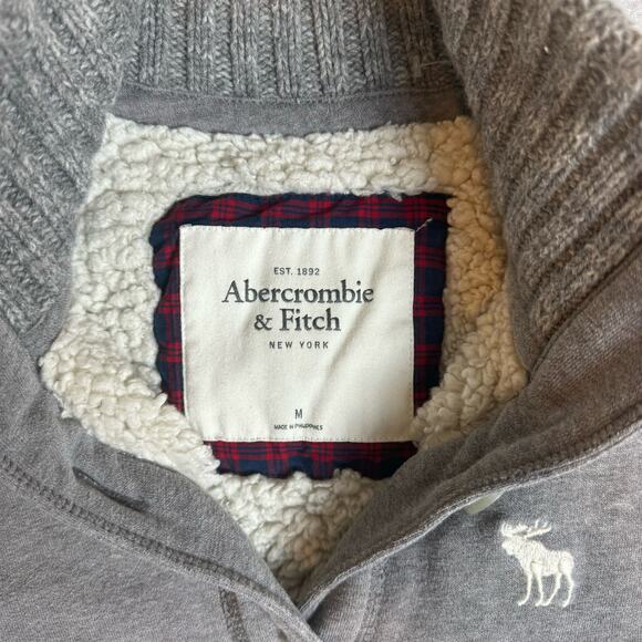 Abercrombie Sherpa Lined Jacket Womens Cozy Indie Sleaze Moose Y2K 90s Retro - Picture 2 of 13